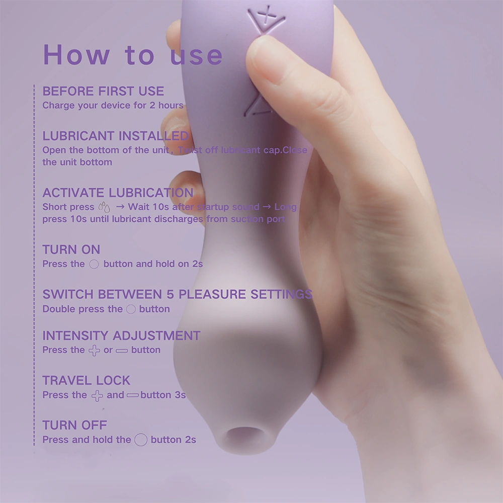 TAOF Protagonist quick-start guide with step-by-step instructions for lubrication, controls, and travel lock, featuring a user holding the device.